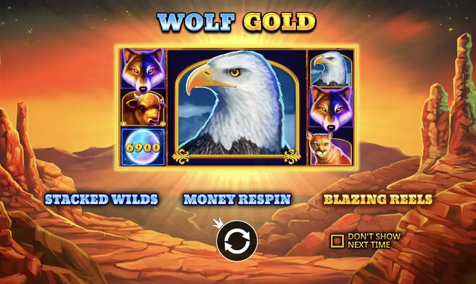 Wolf Gold Stacked Wilds feature